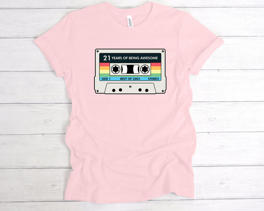 Get trendy with Cassette 21 Years Of Being Awesome T-Shirt - T-Shirt available at DizzyKitten. Grab yours for £12.49 today!