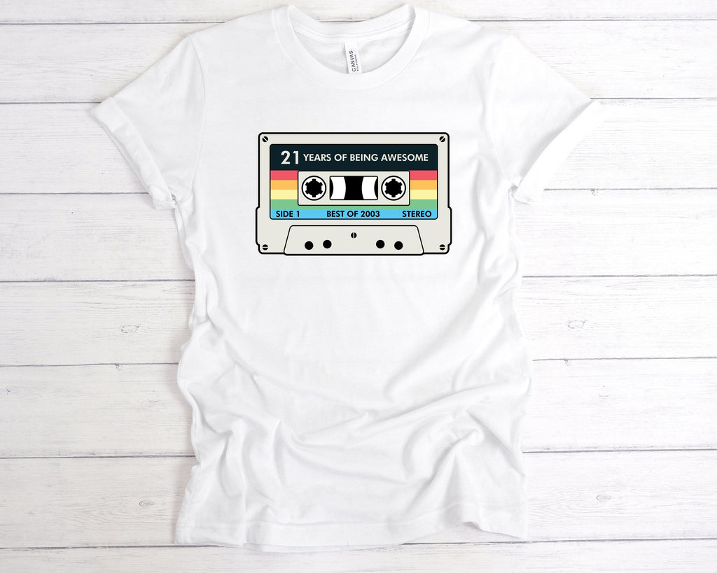 Get trendy with Cassette 21 Years Of Being Awesome T-Shirt - T-Shirt available at DizzyKitten. Grab yours for £12.49 today!