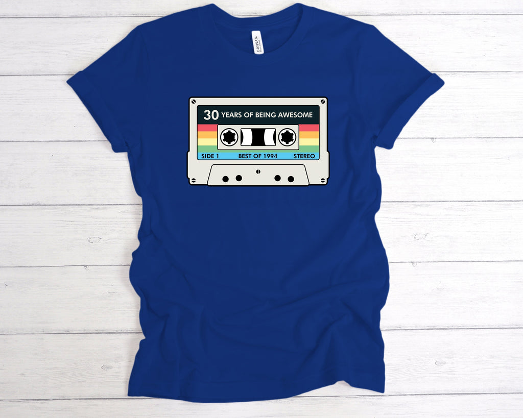 Get trendy with Cassette 30 Years Of Being Awesome T-Shirt - T-Shirt available at DizzyKitten. Grab yours for £12.49 today!