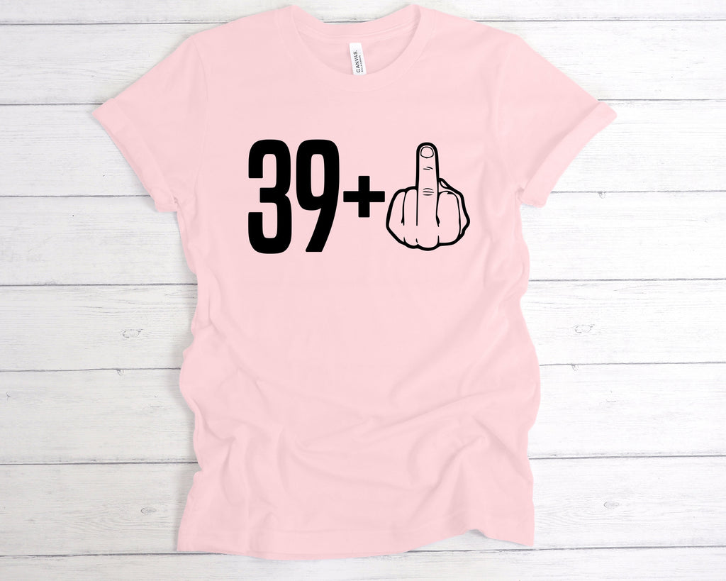 Get trendy with 39+1 40th Birthday Middle Finger T-Shirt - T-Shirts available at DizzyKitten. Grab yours for £12.49 today!
