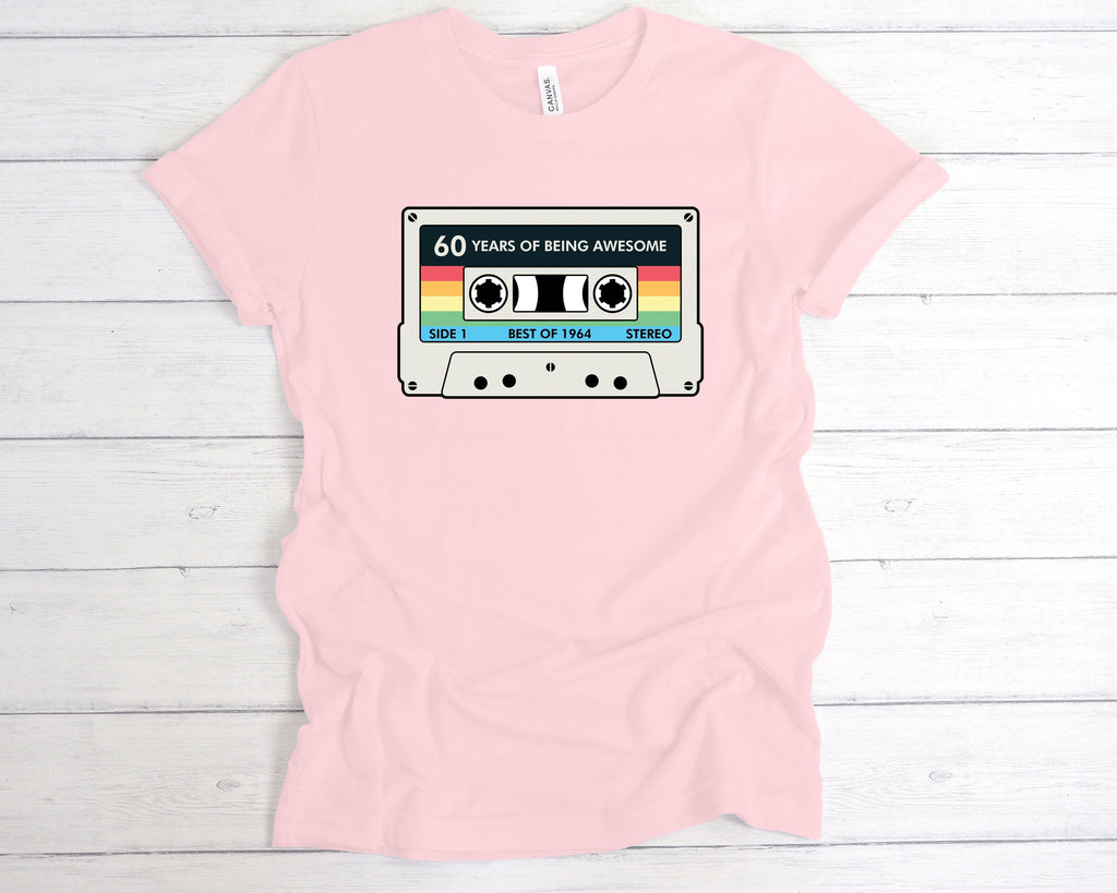 Get trendy with Cassette 60 Years Of Being Awesome T-Shirt - T-Shirt available at DizzyKitten. Grab yours for £12.49 today!