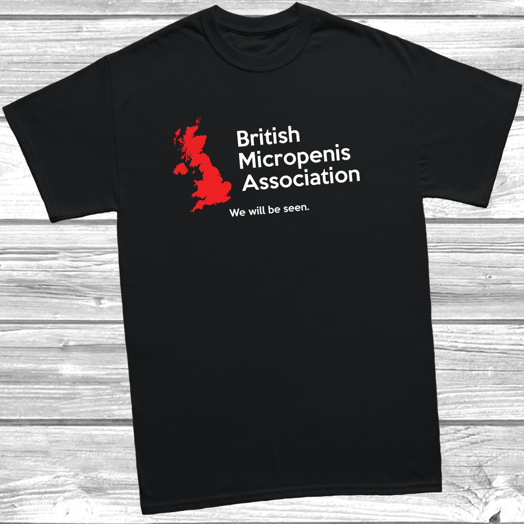 Funny novelty t shirt featuring Micropenis Association Official Member design