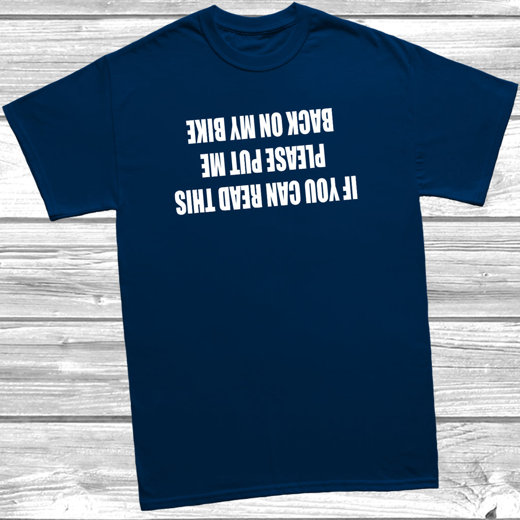 Mens funny cycling slogan t-shirt – If You Can Read This design