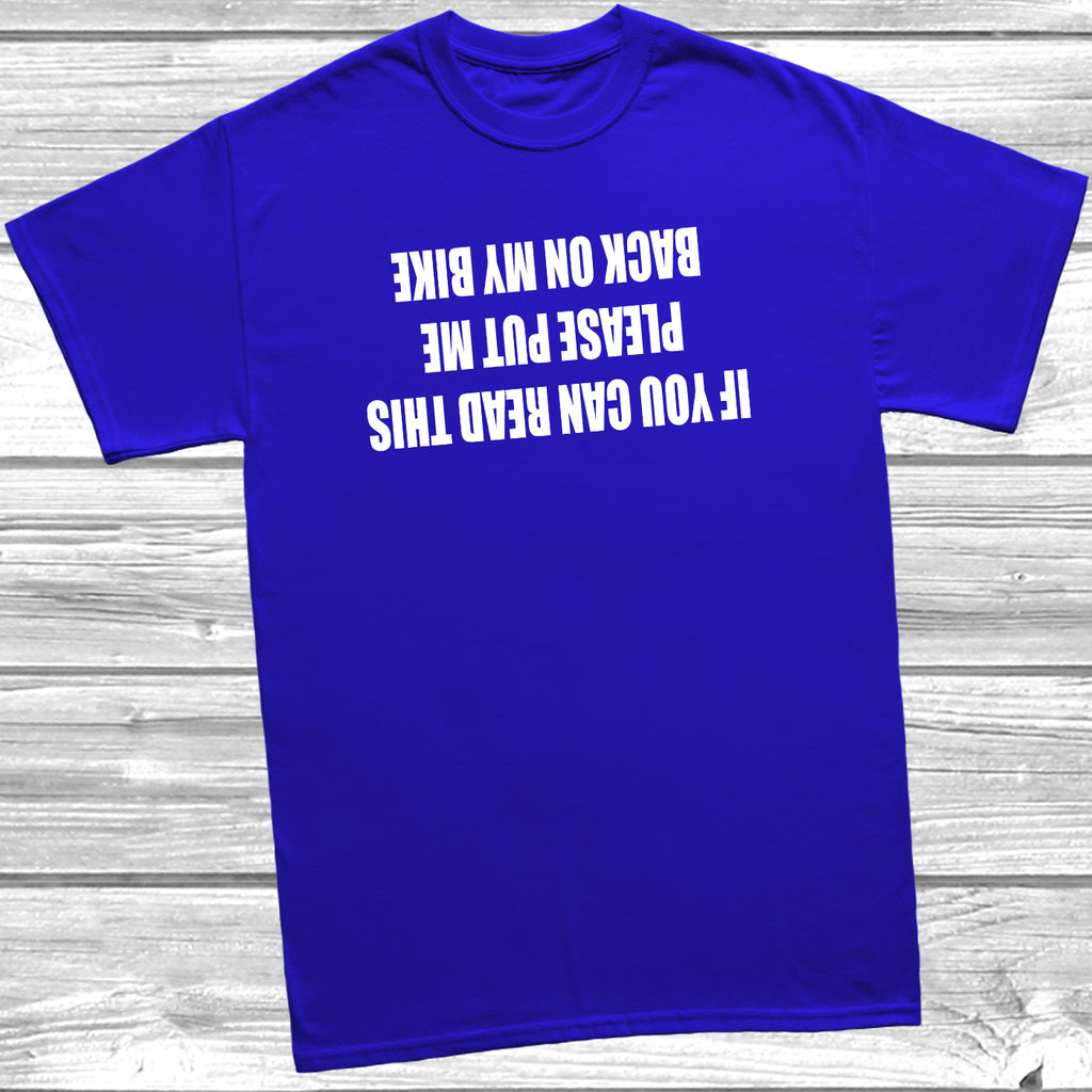 Black funny cycling t-shirt with upside down bike slogan