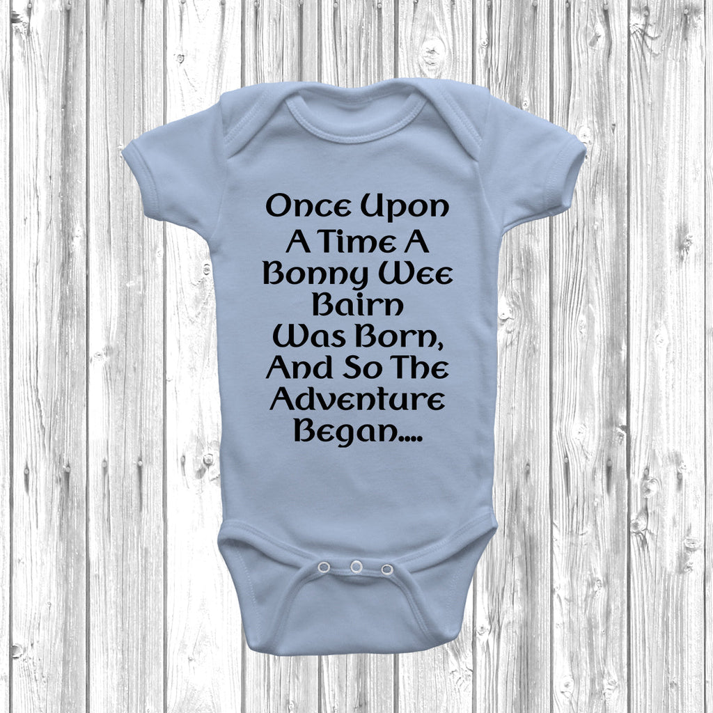 Get trendy with Once Upon A Bonny Wee Bairn Baby Grow - Baby Grow available at DizzyKitten. Grab yours for £9.99 today!