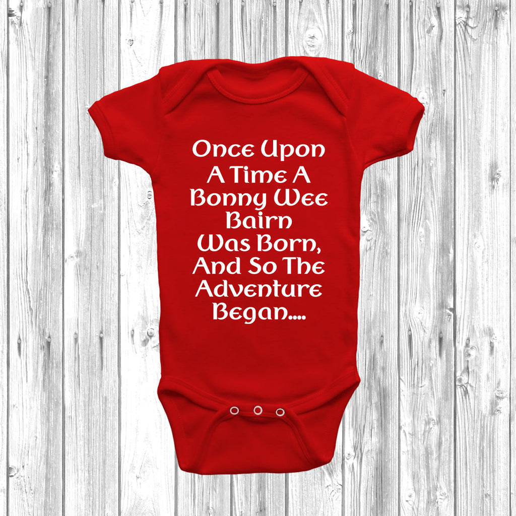 Get trendy with Once Upon A Bonny Wee Bairn Baby Grow - Baby Grow available at DizzyKitten. Grab yours for £9.99 today!