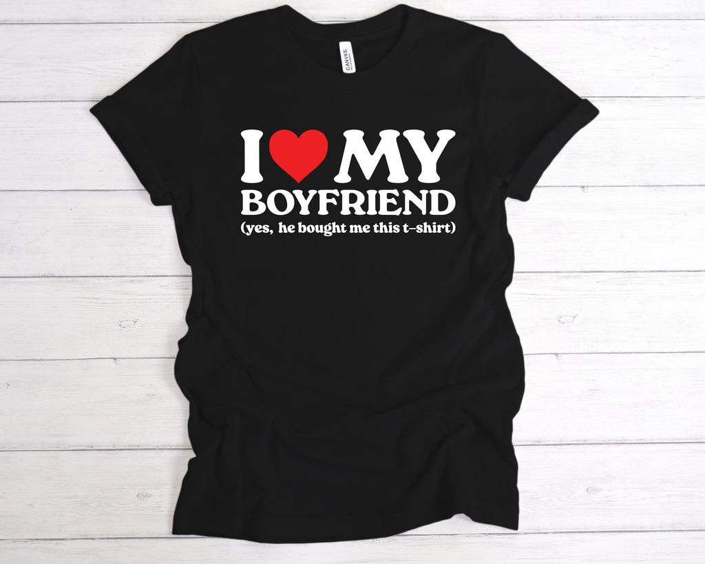 Get trendy with I Love My Boyfriend He Bought Me This T-Shirt - T-Shirt available at DizzyKitten. Grab yours for £12.99 today!