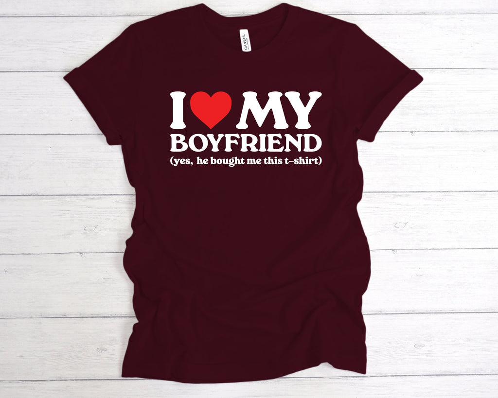 Get trendy with I Love My Boyfriend He Bought Me This T-Shirt - T-Shirt available at DizzyKitten. Grab yours for £12.99 today!