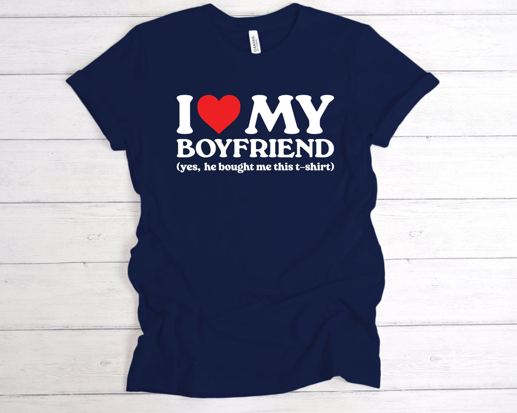 Get trendy with I Love My Boyfriend He Bought Me This T-Shirt - T-Shirt available at DizzyKitten. Grab yours for £12.99 today!