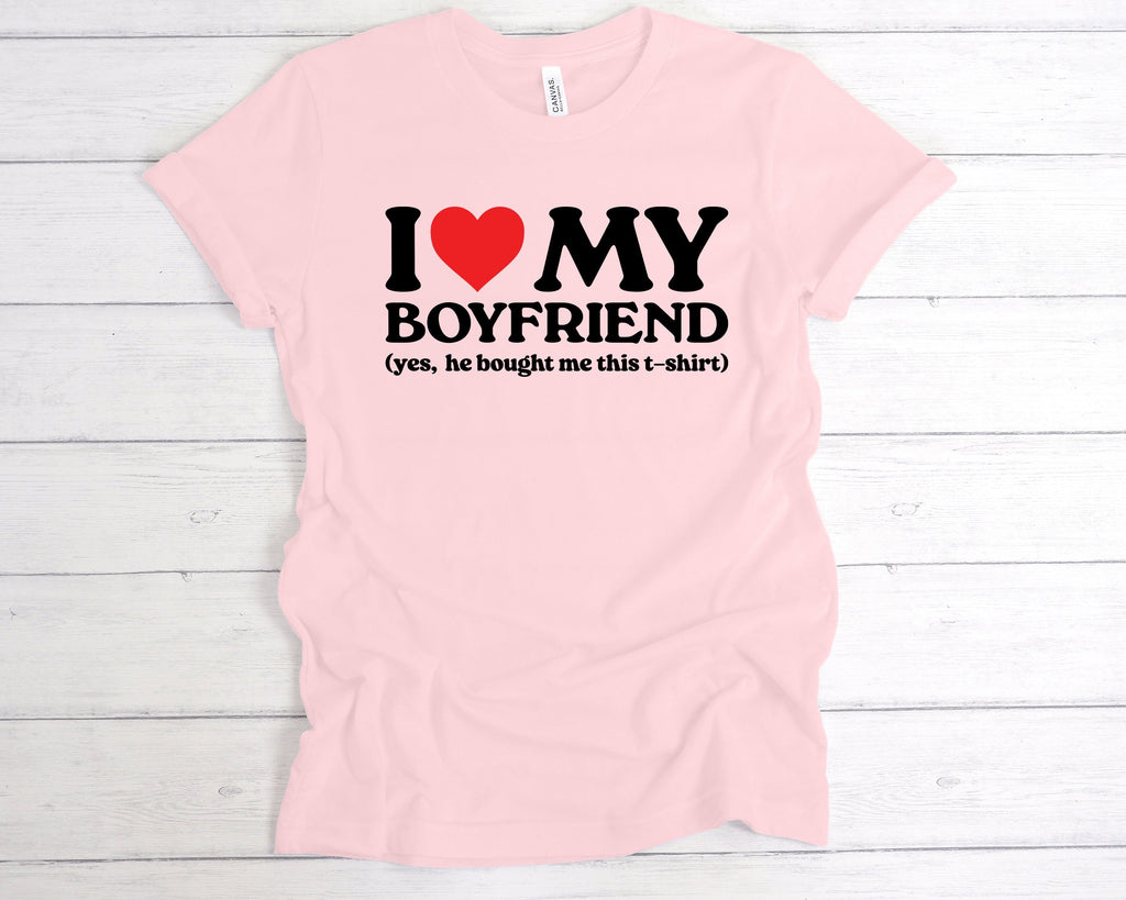 Get trendy with I Love My Boyfriend He Bought Me This T-Shirt - T-Shirt available at DizzyKitten. Grab yours for £12.99 today!