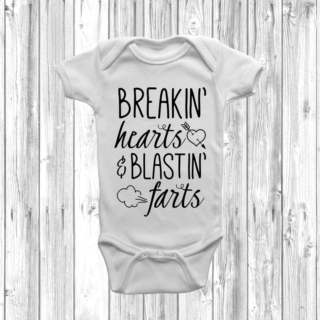 Get trendy with Breakin' Hearts & Blastin' Farts Baby Grow - Baby Grow available at DizzyKitten. Grab yours for £8.45 today!