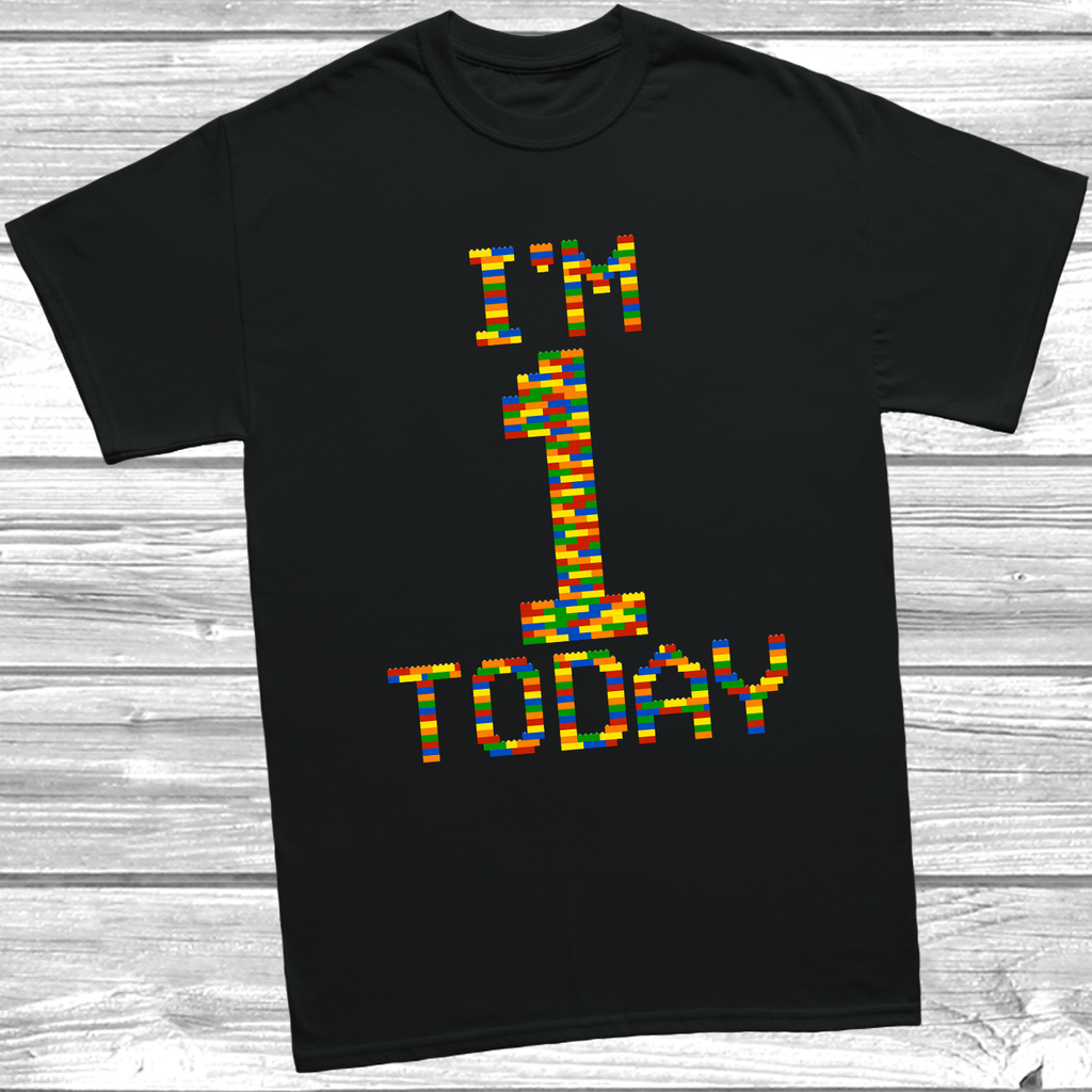 Get trendy with Building Block I'm 1 Today T-Shirt - T-Shirt available at DizzyKitten. Grab yours for £9.49 today!