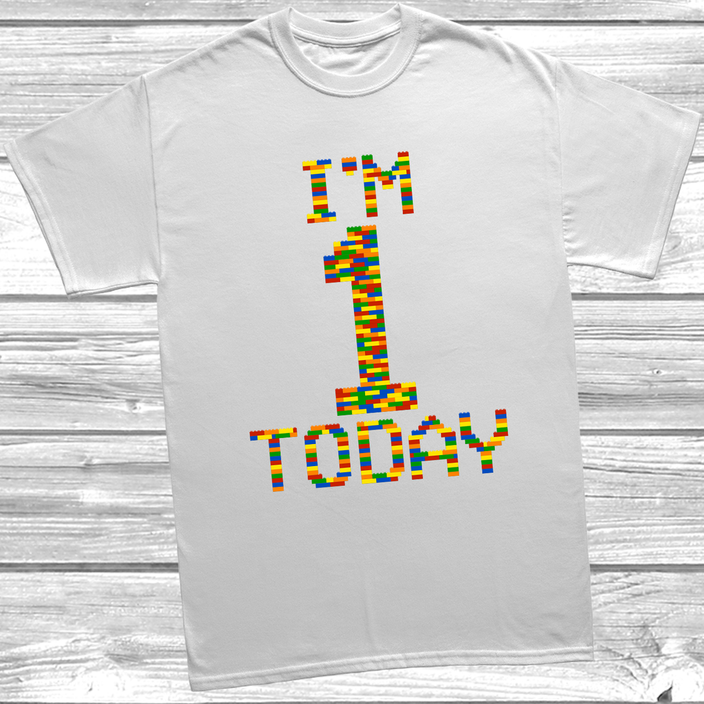 Get trendy with Building Block I'm 1 Today T-Shirt - T-Shirt available at DizzyKitten. Grab yours for £9.99 today!