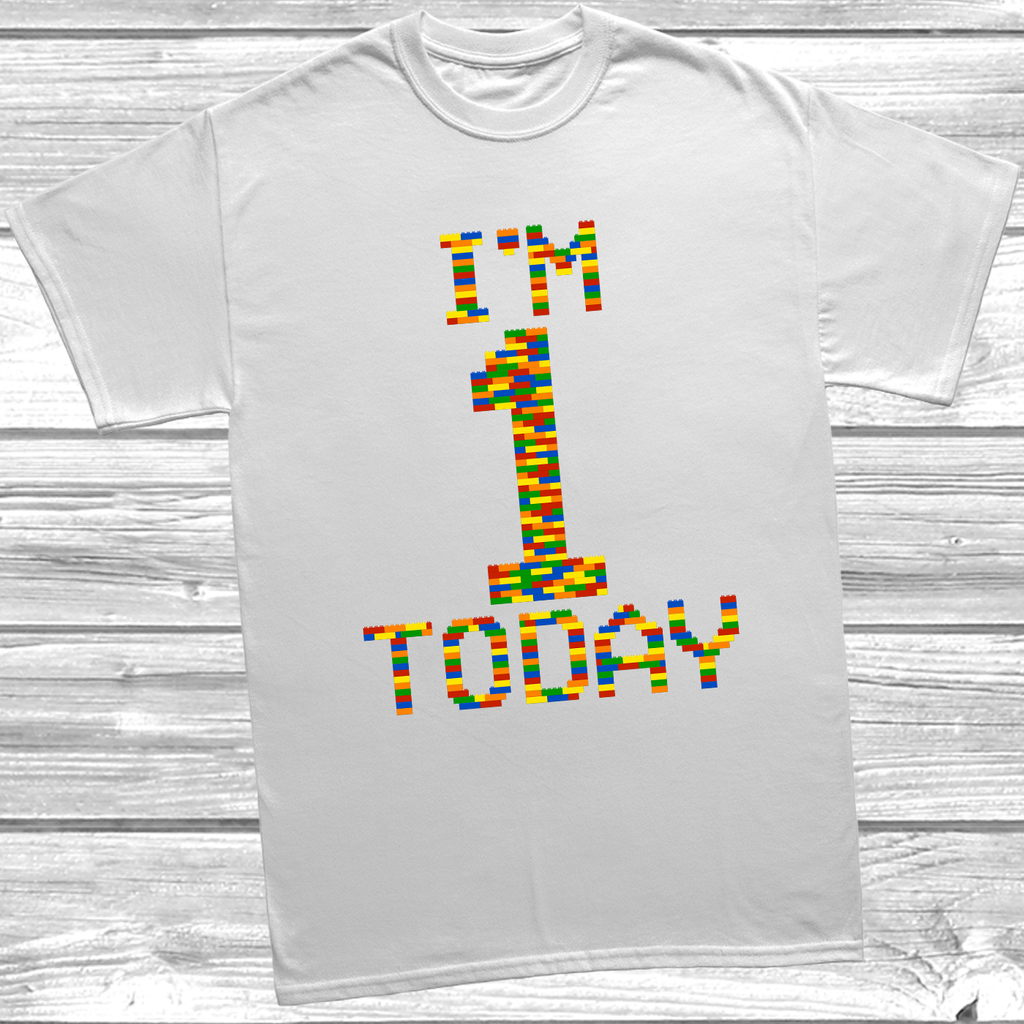 Get trendy with Building Block I'm 1 Today T-Shirt - T-Shirt available at DizzyKitten. Grab yours for £9.49 today!