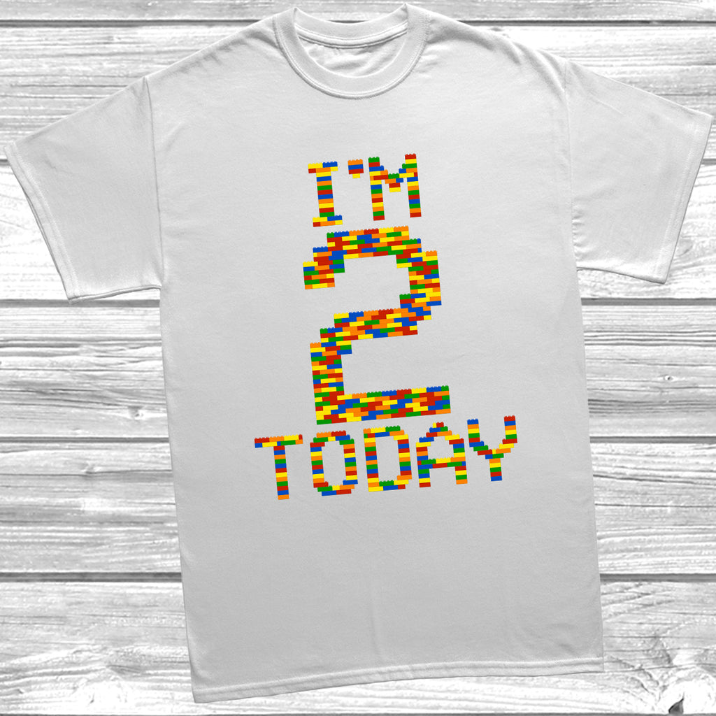 Get trendy with Building Block I'm 2 Today T-Shirt - T-Shirt available at DizzyKitten. Grab yours for £9.49 today!