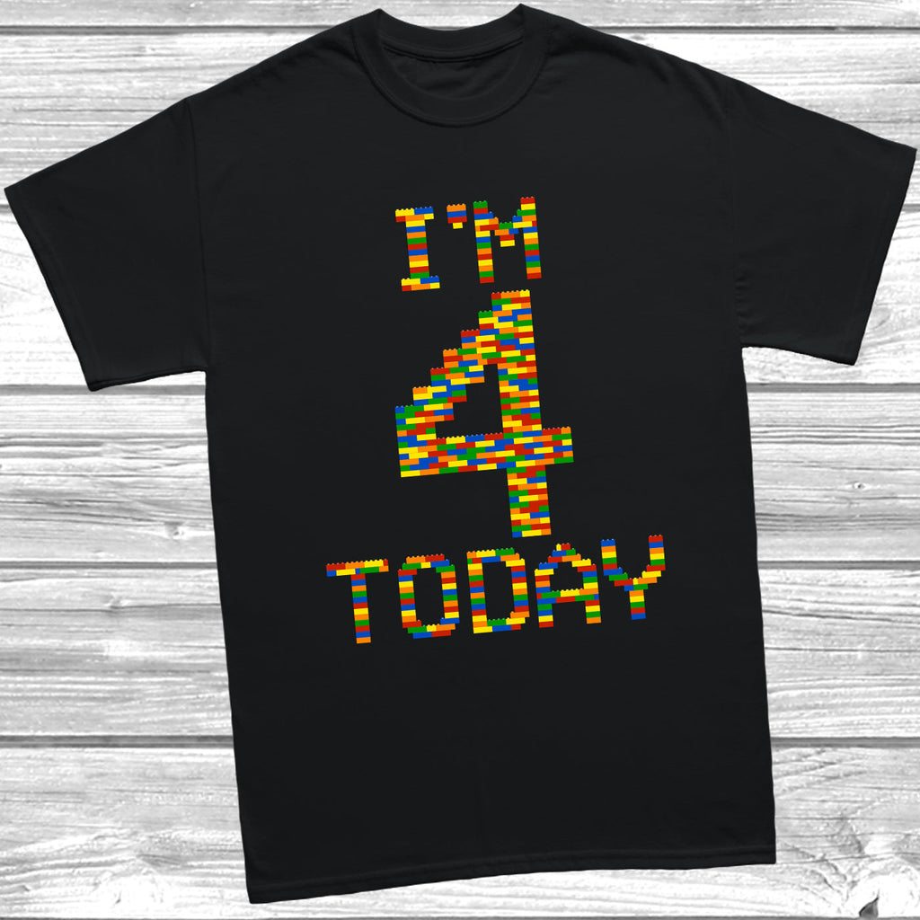 Get trendy with Building Block I'm 4 Today T-Shirt - T-Shirt available at DizzyKitten. Grab yours for £9.99 today!