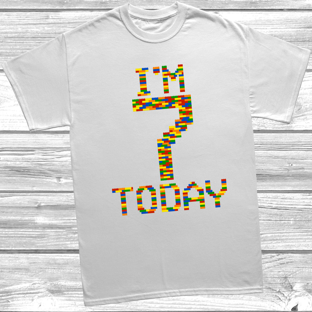 Get trendy with Building Block I'm 7 Today T-Shirt - T-Shirt available at DizzyKitten. Grab yours for £9.49 today!