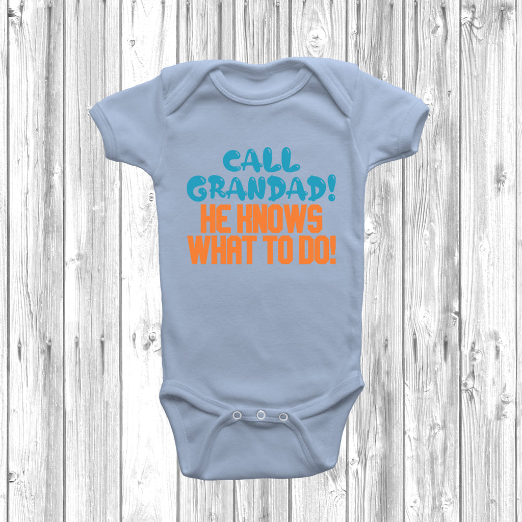Get trendy with Call Grandad He Knows What To Do Baby Grow - Baby Grow available at DizzyKitten. Grab yours for £9.49 today!