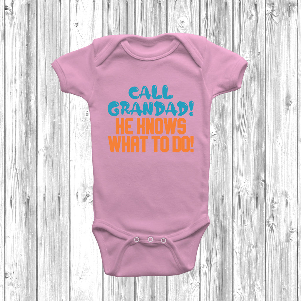 Get trendy with Call Grandad He Knows What To Do Baby Grow - Baby Grow available at DizzyKitten. Grab yours for £9.49 today!