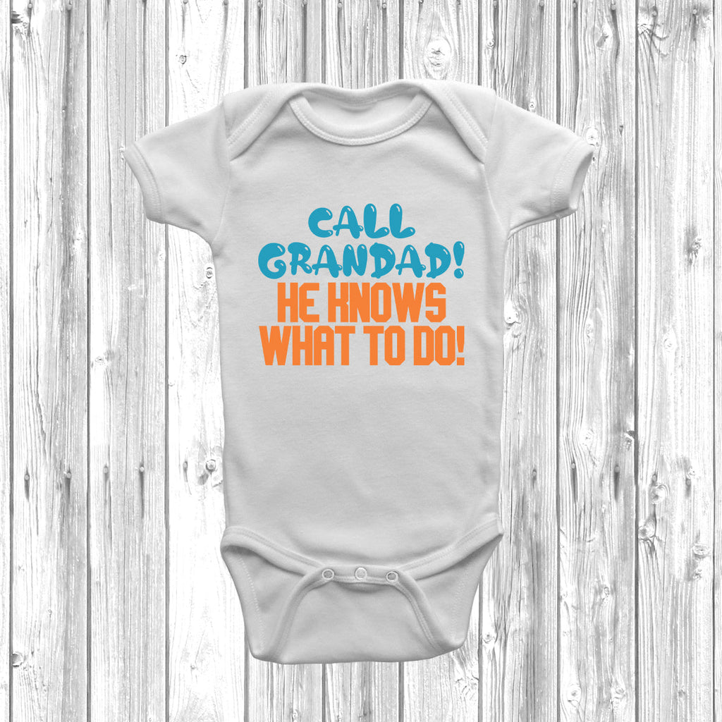 Get trendy with Call Grandad He Knows What To Do Baby Grow - Baby Grow available at DizzyKitten. Grab yours for £9.49 today!