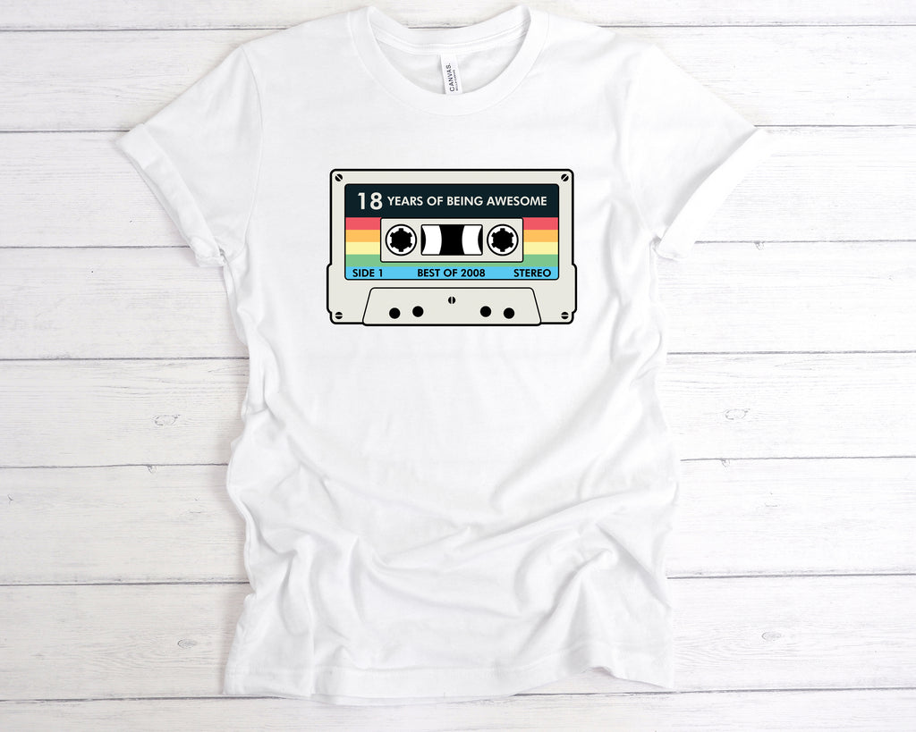 Graphic birthday tee inspired by retro music culture and milestone birthdays