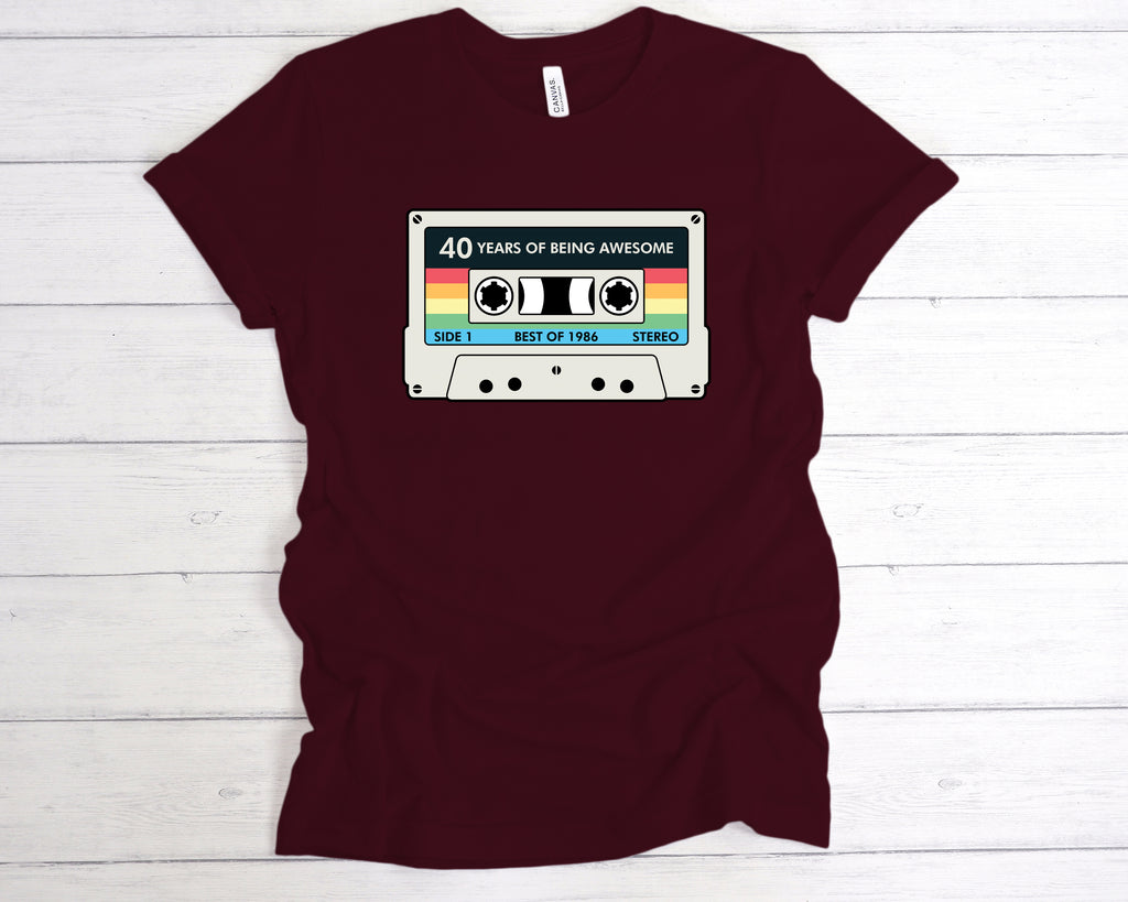 Comfortable unisex birthday tshirt with nostalgic retro music inspired print