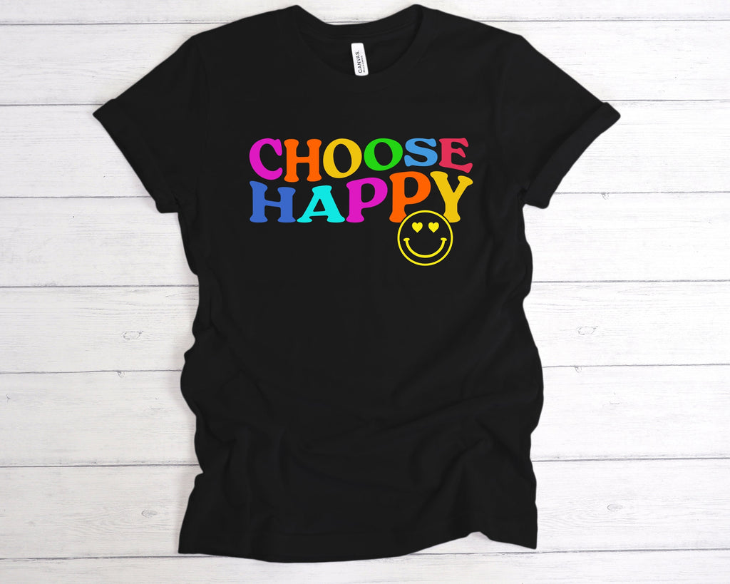 Get trendy with Choose Happy T-Shirt - T-Shirt available at DizzyKitten. Grab yours for £12.99 today!