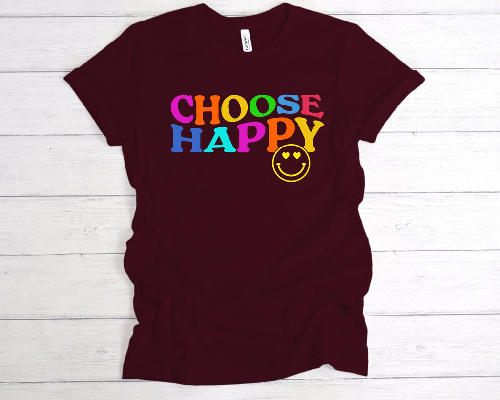 Get trendy with Choose Happy T-Shirt - T-Shirt available at DizzyKitten. Grab yours for £12.99 today!
