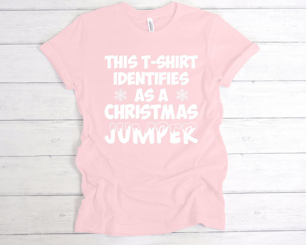 Pink Christmas humour cotton shirt – novelty festive t-shirt for men and women.