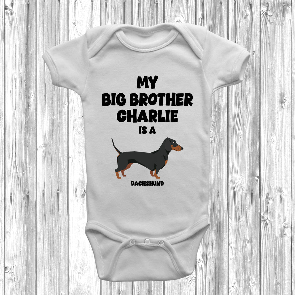 personalised dachshund baby grow big brother dog design