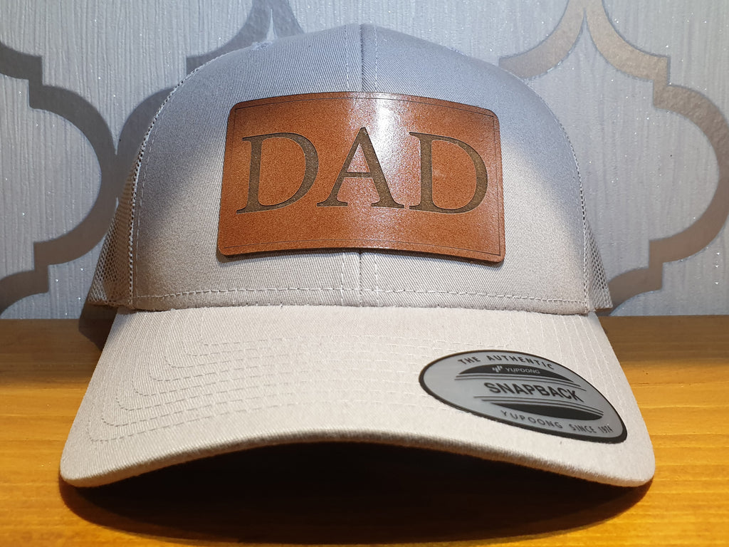 Get trendy with Dad Real Leather Patch Trucker Hat - Hat available at DizzyKitten. Grab yours for £25.99 today!