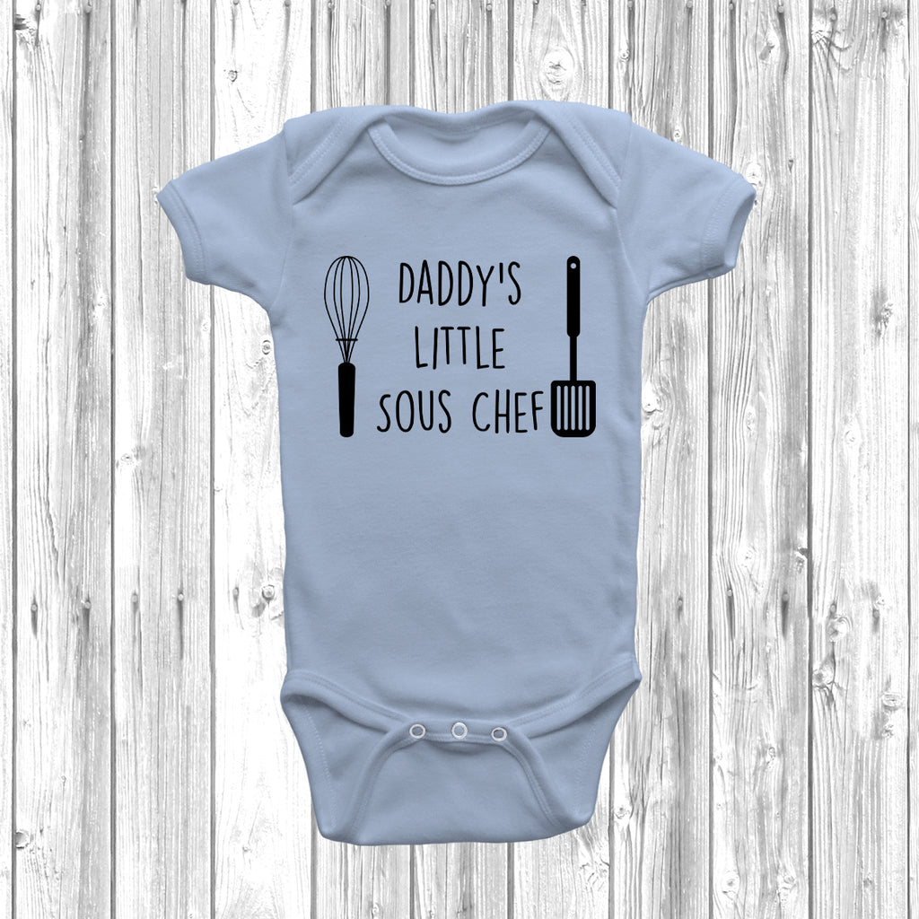 Soft cotton baby grow with sous chef slogan