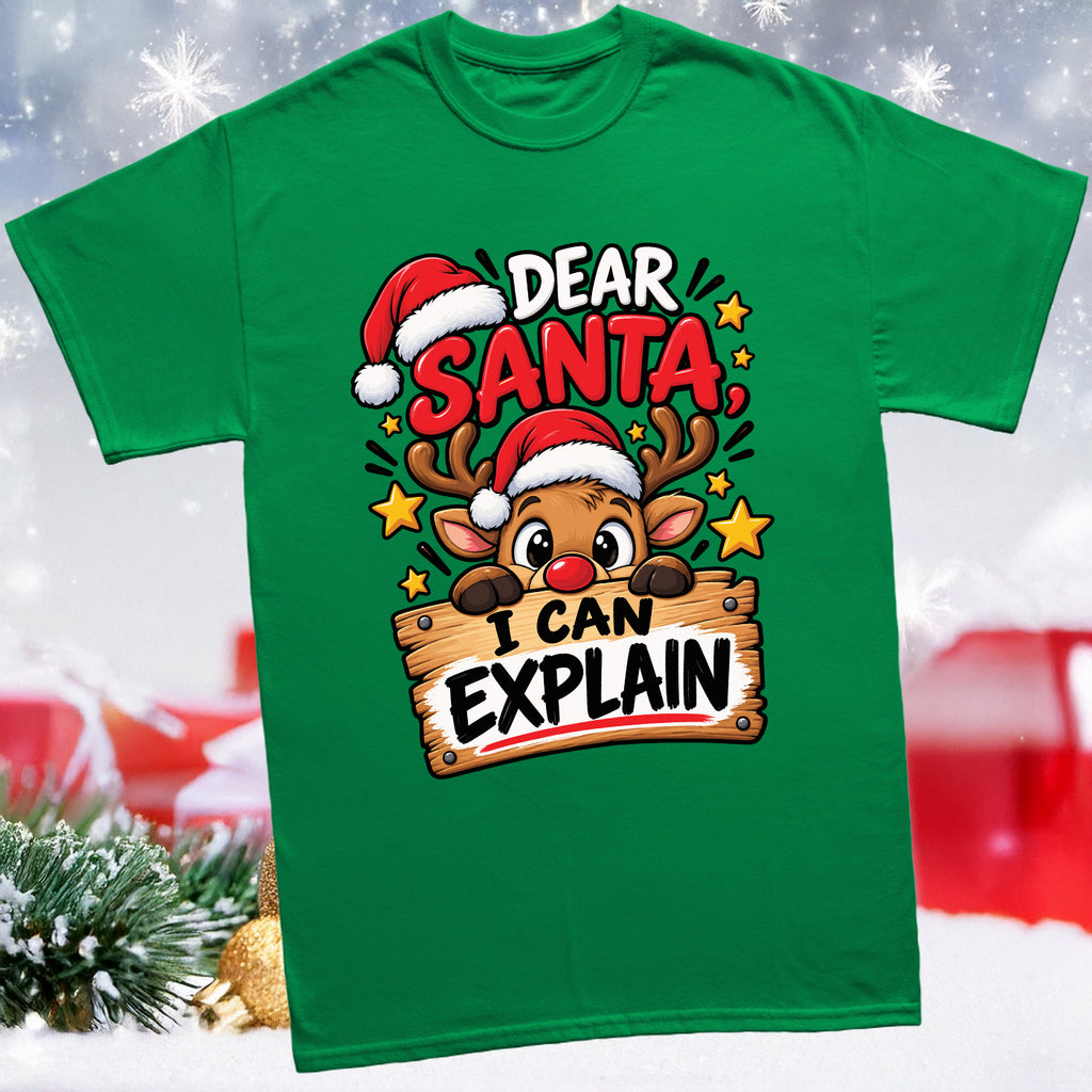 Funny children’s Christmas t-shirt with reindeer design