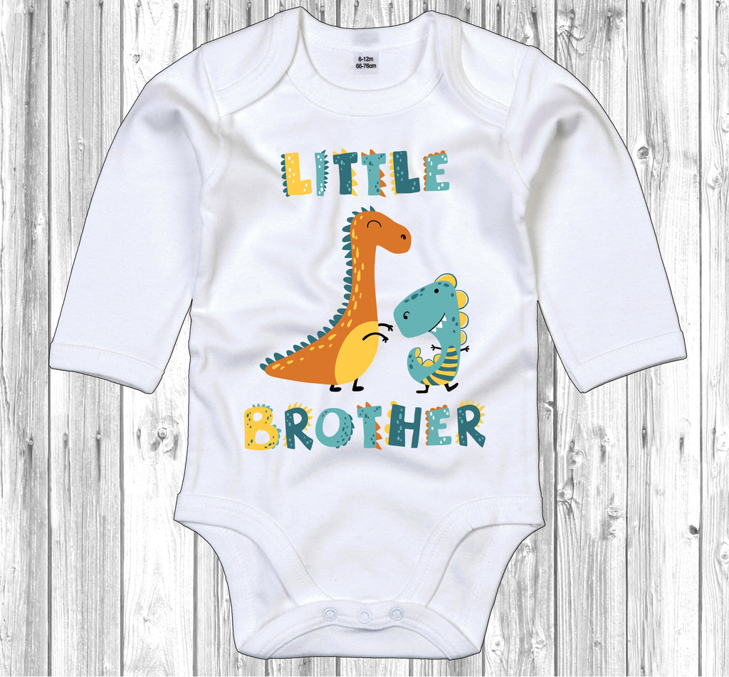 Get trendy with Dinosaur Little Brother Long Sleeve Baby Grow - Baby Grow available at DizzyKitten. Grab yours for £12.95 today!