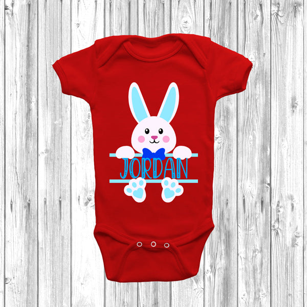 Personalised Easter Bunny Boys Baby Grow