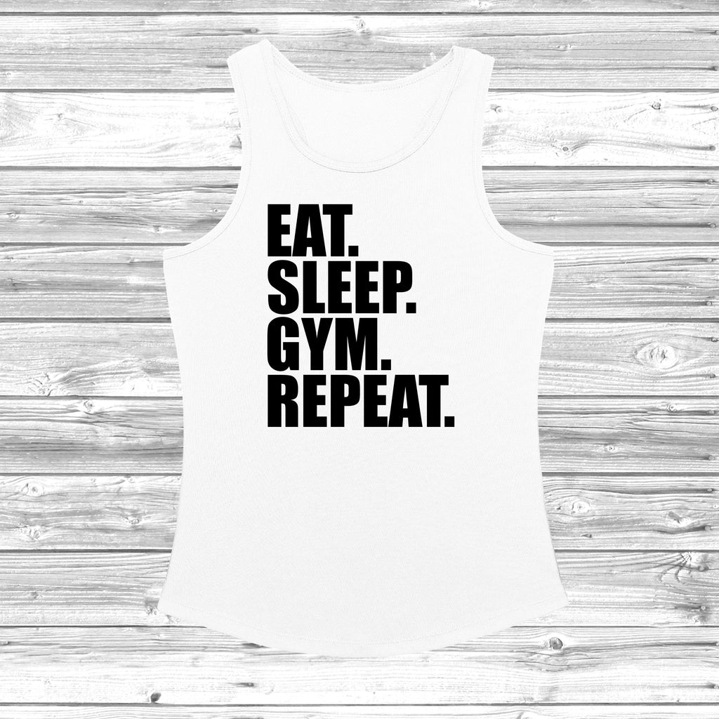 Get trendy with Eat Sleep Gym Repeat Women's Cool Vest - Vest available at DizzyKitten. Grab yours for £10.99 today!