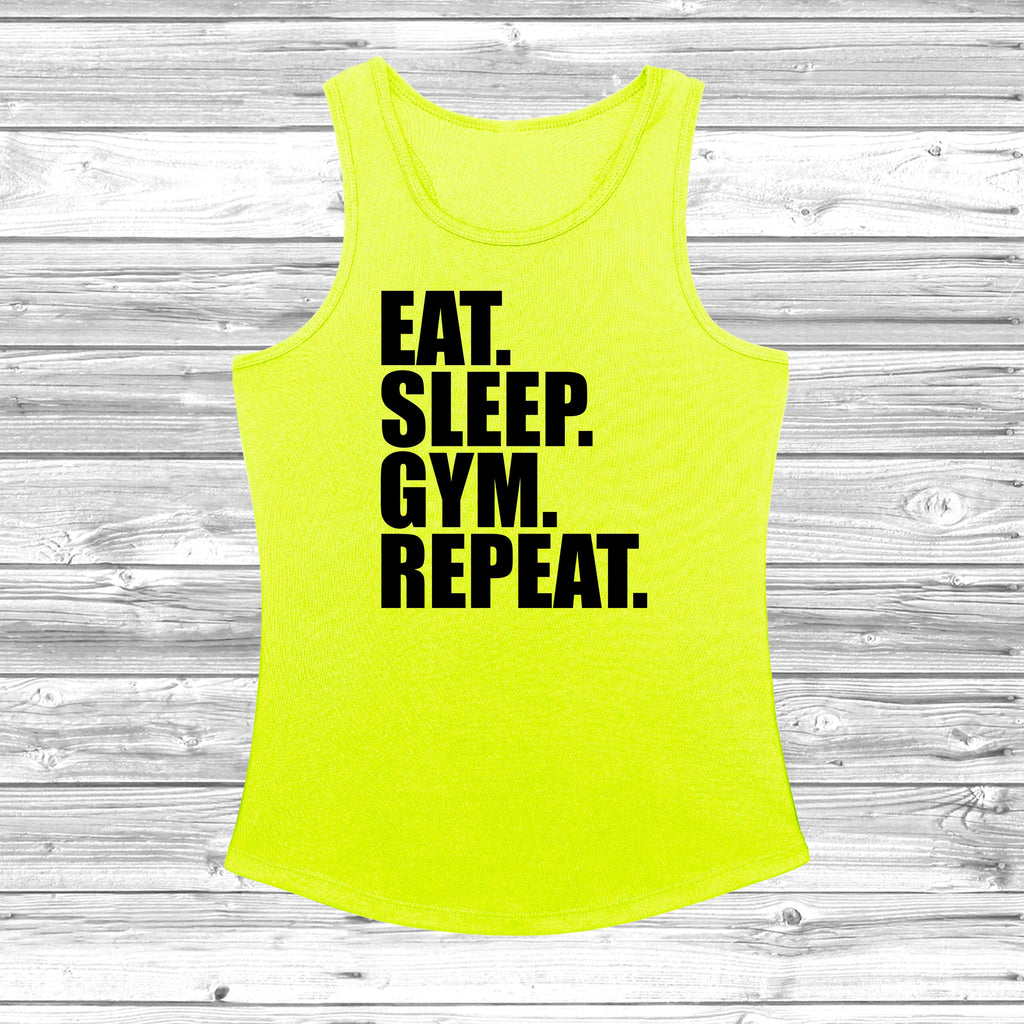 Get trendy with Eat Sleep Gym Repeat Women's Cool Vest - Vest available at DizzyKitten. Grab yours for £10.99 today!