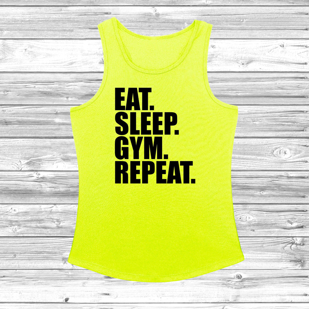 Get trendy with Eat Sleep Gym Repeat Women's Cool Vest - Vest available at DizzyKitten. Grab yours for £11.49 today!