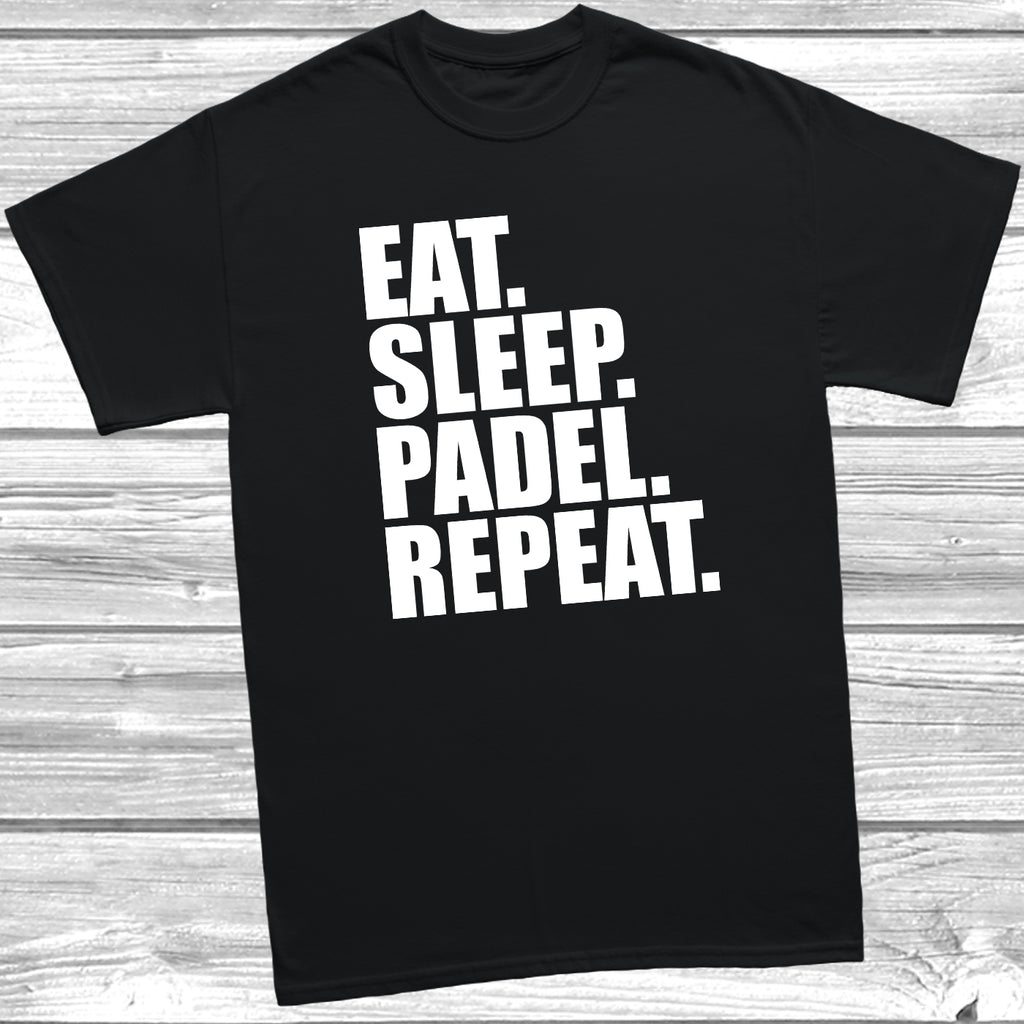 Eat Sleep Padel Repeat T-Shirt in Black – unisex sporty cotton top