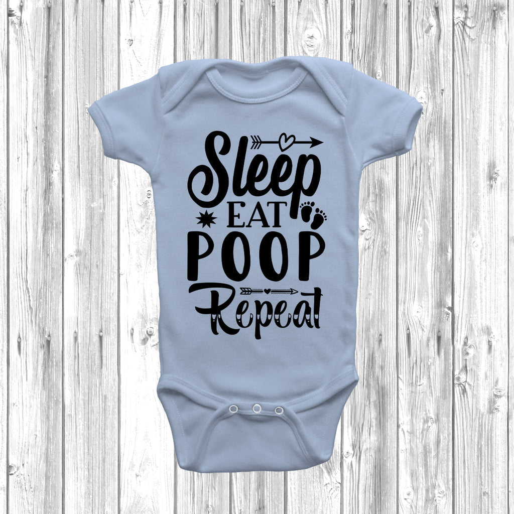 Get trendy with Eat Sleep Poop Repeat Baby Grow - Baby Grow available at DizzyKitten. Grab yours for £9.49 today!