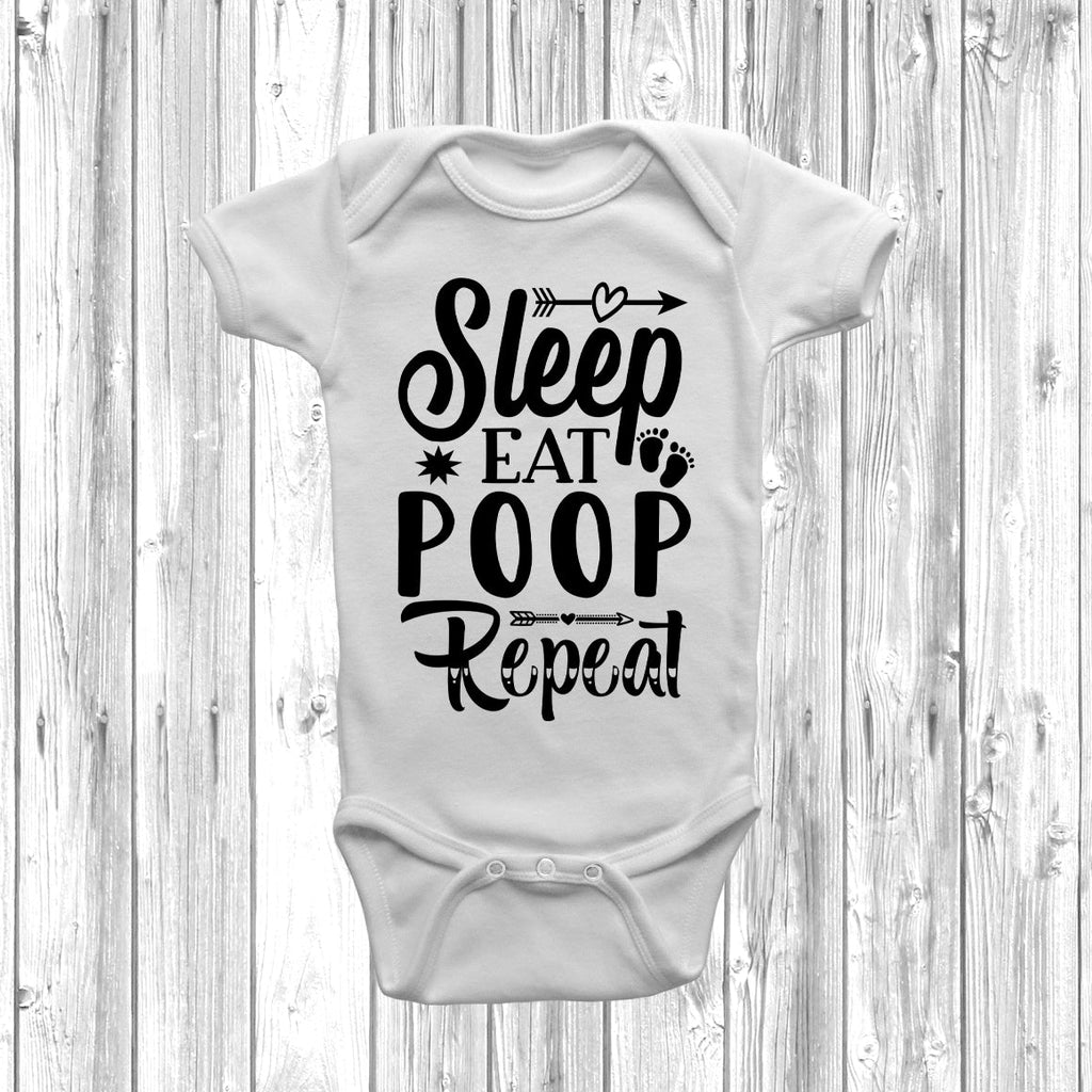 Get trendy with Eat Sleep Poop Repeat Baby Grow - Baby Grow available at DizzyKitten. Grab yours for £9.49 today!