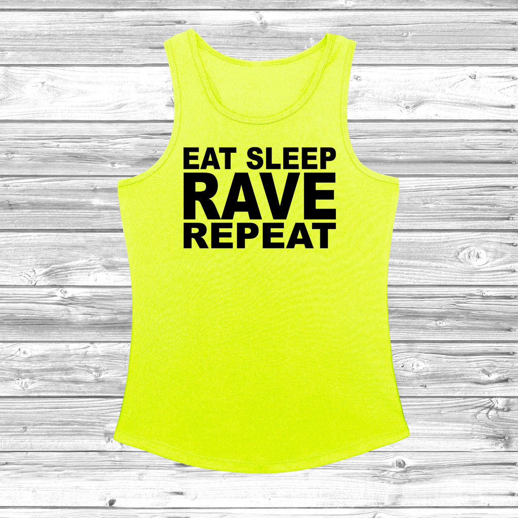 Get trendy with Eat Sleep Rave Repeat Women's Cool Vest - Vest available at DizzyKitten. Grab yours for £10.99 today!