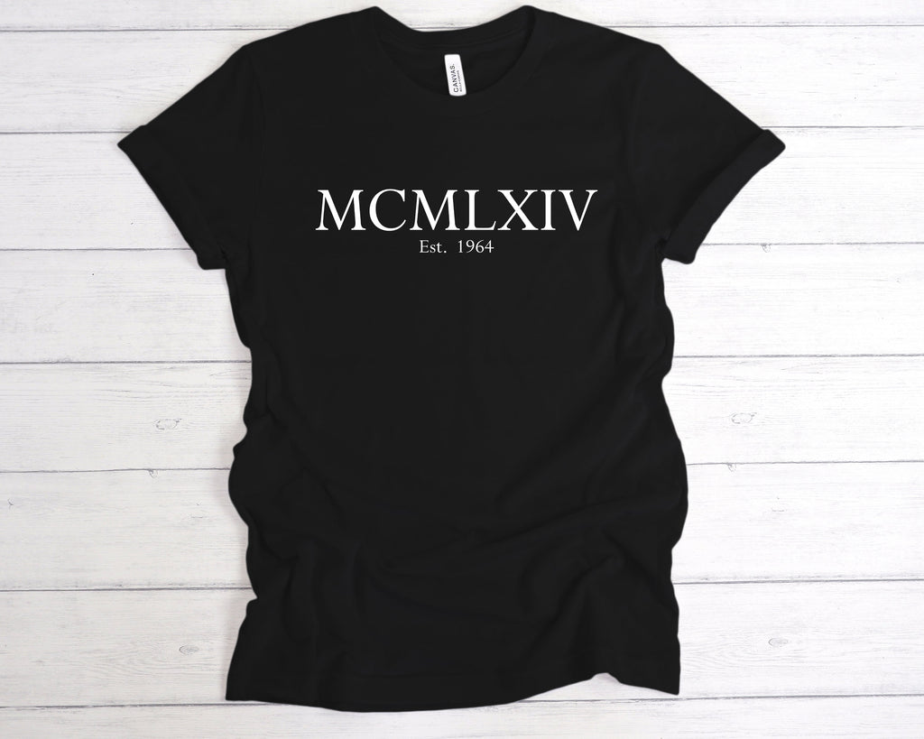 Get trendy with Est 1964 Roman Numerals Birthday T-Shirt - T-Shirt available at DizzyKitten. Grab yours for £12.49 today!