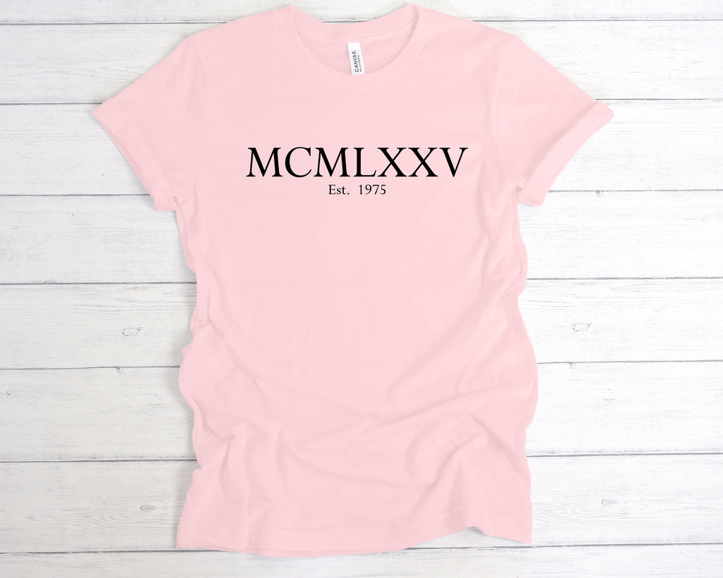Get trendy with Est 1975 Roman Numerals Birthday T-Shirt - T-Shirt available at DizzyKitten. Grab yours for £12.99 today!