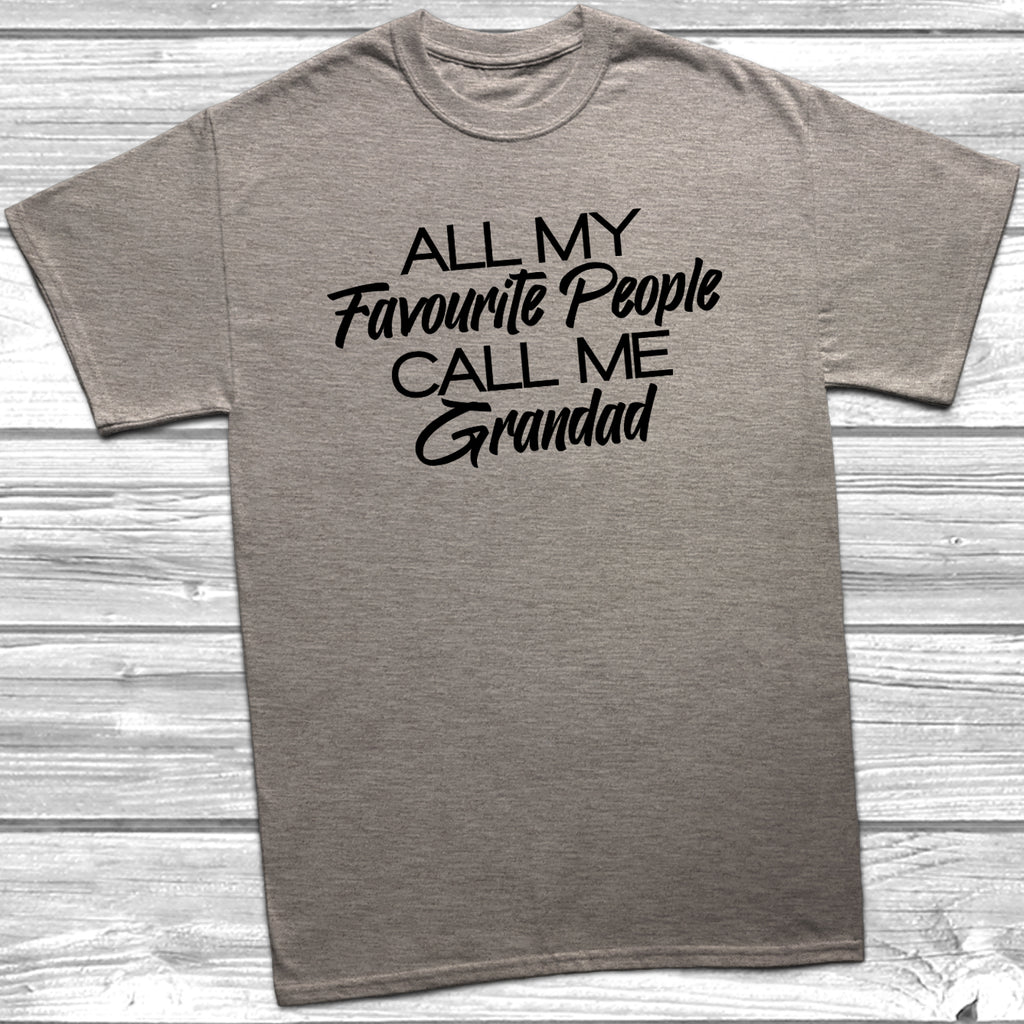 Heather Grey t-shirt with the slogan 'All My Favourite People Call Me Grandad' in black text,