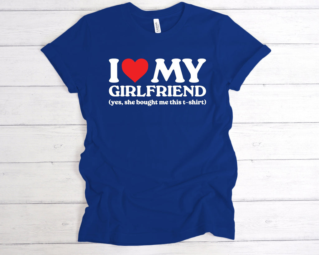 Get trendy with I Love My Girlfriend She Bought Me This T-Shirt - T-Shirt available at DizzyKitten. Grab yours for £12.99 today!