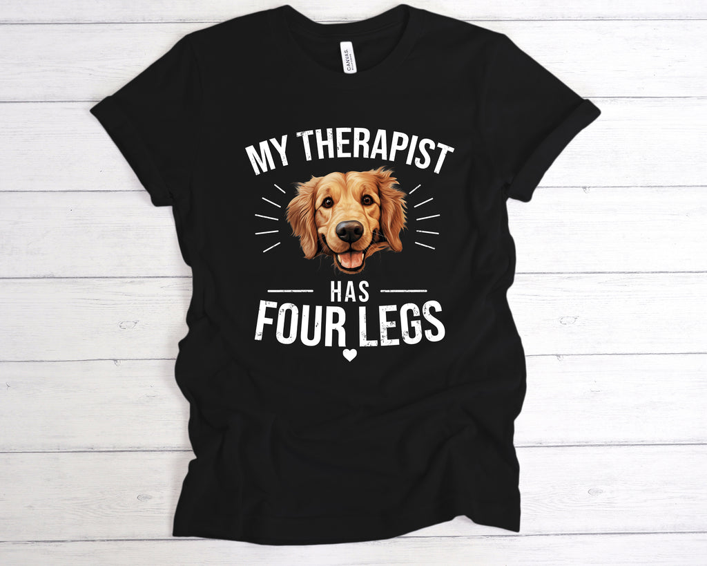 My Therapist Has Four Legs Golden Retriever t shirt