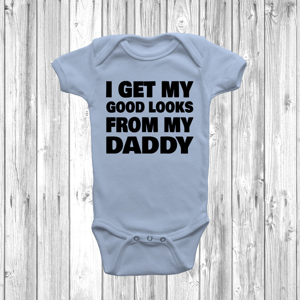 Get trendy with I Get My Good Looks From My Daddy Baby Grow - Baby Grow available at DizzyKitten. Grab yours for £7.49 today!