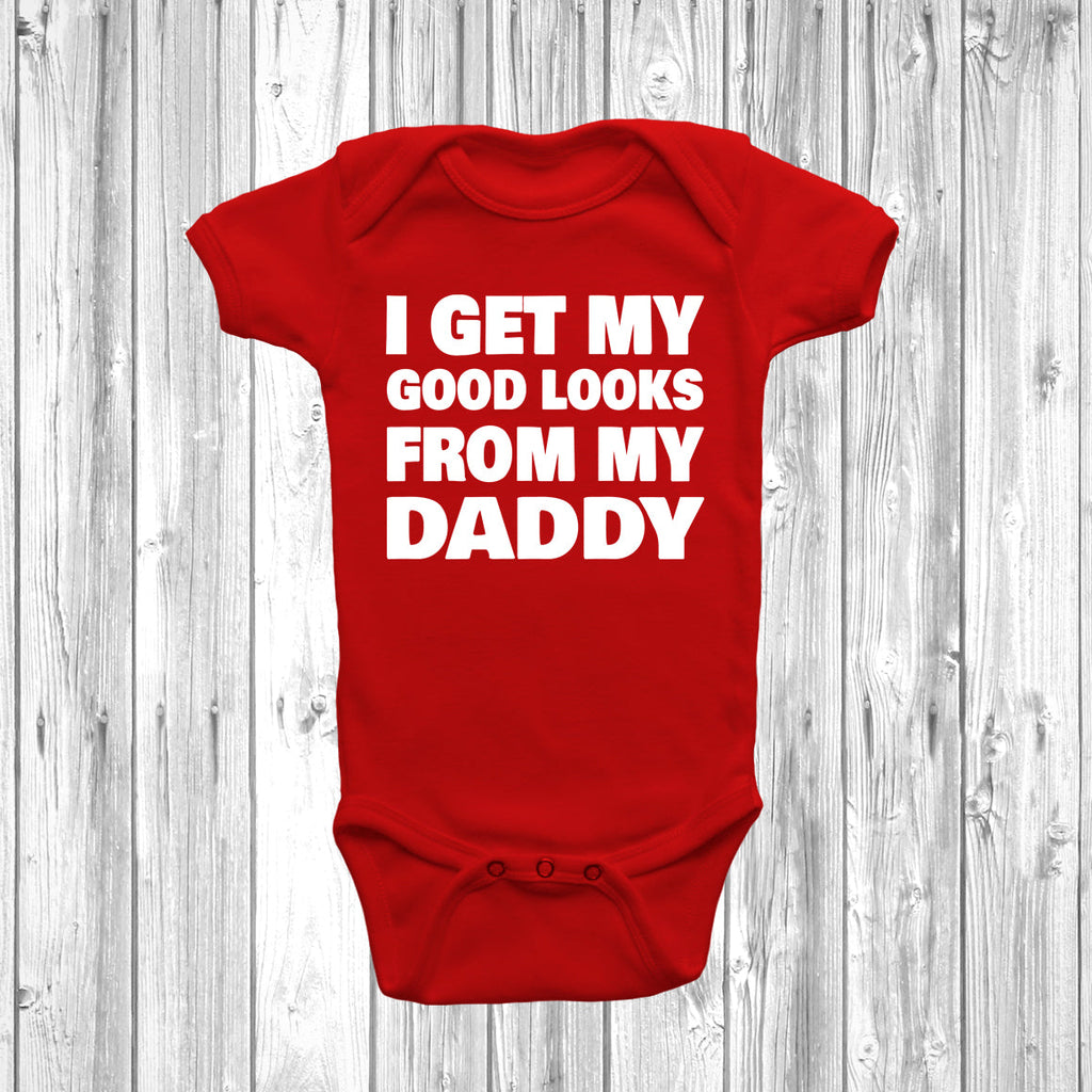 Get trendy with I Get My Good Looks From My Daddy Baby Grow - Baby Grow available at DizzyKitten. Grab yours for £7.99 today!