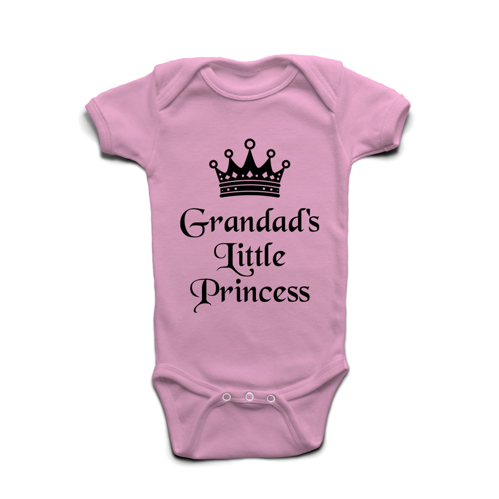 Grandad’s Little Princess baby grow in pastel pink – cute baby gift outfit for girls.
